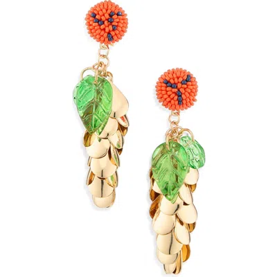Natasha Nature Inspired Drop Earrings In Green/ Red/ Gold/ Black