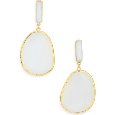 Natasha Organic Stone Drop Earrings In Gold/ Neutral