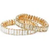 Natasha Rectangular Crystal Stretch Bracelet In Gold/champagne