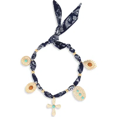 Natasha Scarf Charm Necklace In Mauve Combo