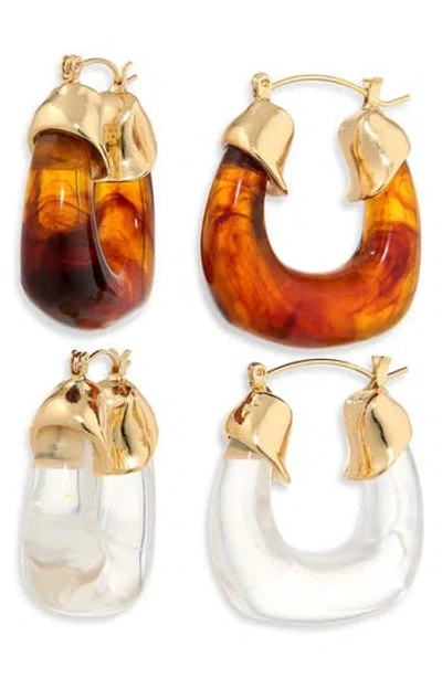 Natasha Set Of 2 Resin Hoop Earrings In Multi