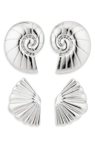 Natasha Set Of 2 Shell Stud Earrings In White