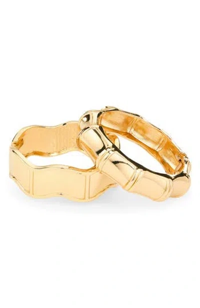 Natasha Set Of 2 Textured Bracelets In Gold