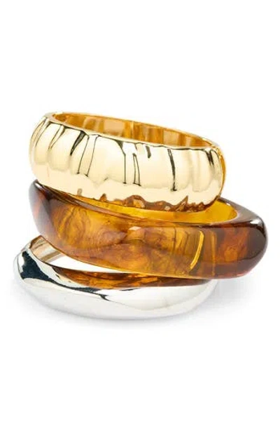 Natasha Set Of 3 Bangle Bracelets In Yellow