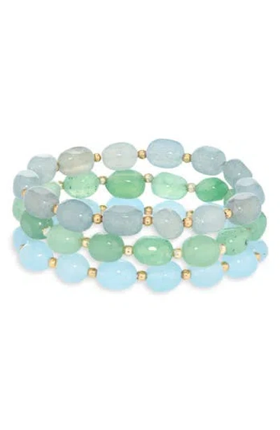 Natasha Set Of 3 Beaded Stretch Bracelets In White