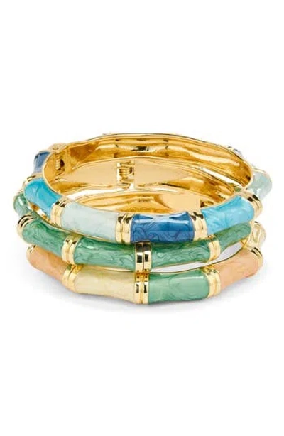 Natasha Set Of 3 Hingle Bracelets In Red
