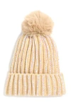 Natasha Stone Embellished Pompom Beanie In Ivory