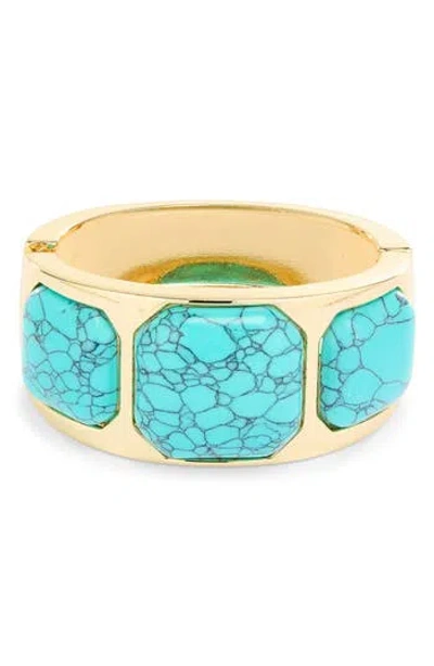Natasha Stone Hinged Bangle Bracelet In Gold