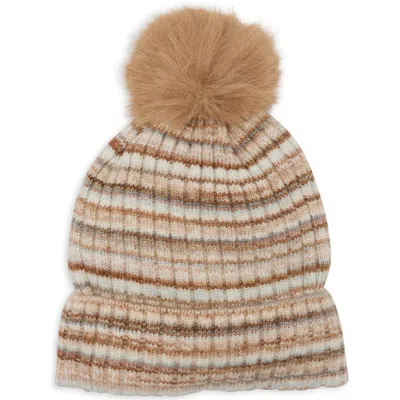 Natasha Striped Pom Beanie In Multi