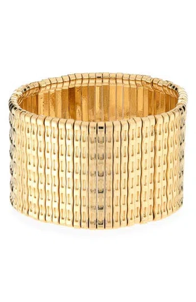 Natasha Wavy Metallic Stretch Bracelet In Gold