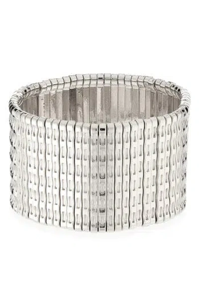 Natasha Wavy Metallic Stretch Bracelet In Silver