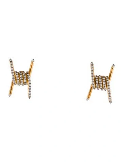 Pre-owned Natasha Zinko 18k Diamond Barbed Wire Stud Earrings In Multi