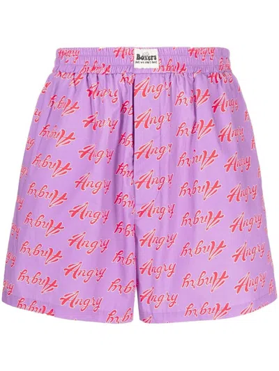 Natasha Zinko All-over Angry-print Shorts In Purple
