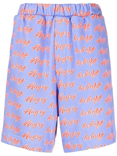 Natasha Zinko All-over Angry-print Shorts In Purple
