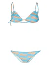 Natasha Zinko All-over Happy-print Bikini Set In Blue