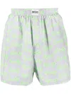 Natasha Zinko All-over Slogan-print Cotton Shorts In Grey