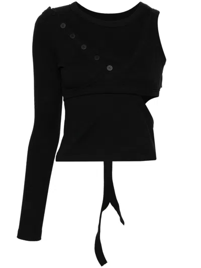 Natasha Zinko One-shoulder Crop Top In Black