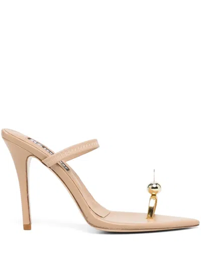 Natasha Zinko Bunny 110mm Leather Sandals In Neutrals