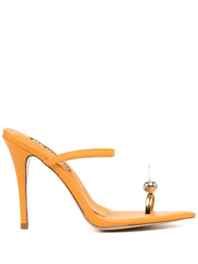 Natasha Zinko Bunny 110mm Leather Sandals In Orange