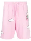 Natasha Zinko Bunny And Clouds Jogging Shorts In Pink