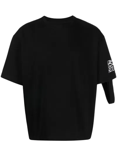 Natasha Zinko Camping-slogan Convertible T-shirt In Black