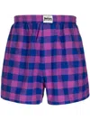 Natasha Zinko Check-print Cotton Boxers In Purple