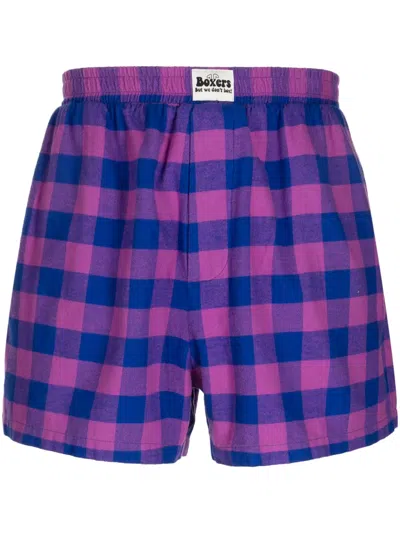 Natasha Zinko Check-print Cotton Boxers In Purple
