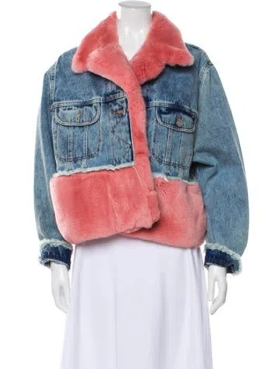 Pre-owned Natasha Zinko Colorblock Pattern Denim Jacket In Blue