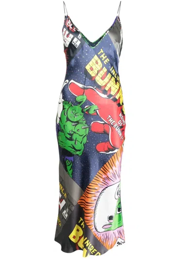 Natasha Zinko Comics-print Slip Dress In Multicolour