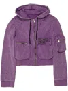 Natasha Zinko Cropped Cargo Hoodie In Purple
