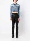Natasha Zinko Blue Distressed Cropped Denim Jacket In Blue