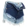 Natasha Zinko Deconstructed Double Denim Shorts In Blue