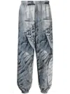 Natasha Zinko Denim-print Track Pants In Blue