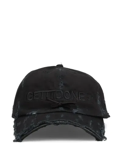 Natasha Zinko Distressed Bow-detail Baseball Hat In Black