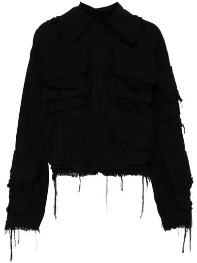 Natasha Zinko Distressed Cotton Jacket In Black