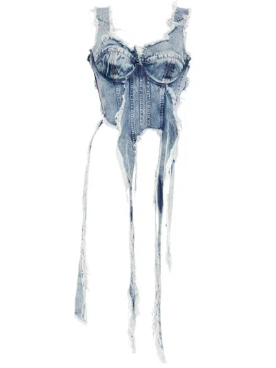Natasha Zinko Distressed Denim Double Corset In Blue