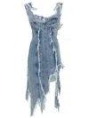 Natasha Zinko Distressed Denim Minidress In Blue