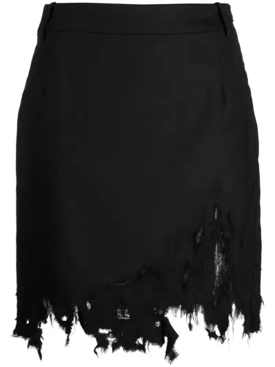 Natasha Zinko Distressed Office Skirt In Black