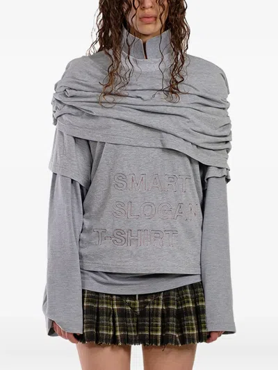 Natasha Zinko Draped Long Sleeve T-shirt In Gray