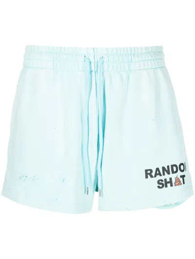 Natasha Zinko Drawstring Cotton Track Shorts In Blue