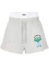 Natasha Zinko Drawstring Cotton Track Shorts In Grey