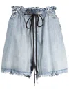 Natasha Zinko Drawstring Denim Shorts In Blue