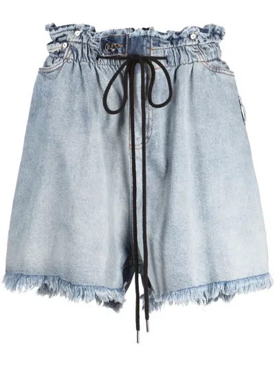 Natasha Zinko Drawstring Denim Shorts In Blue