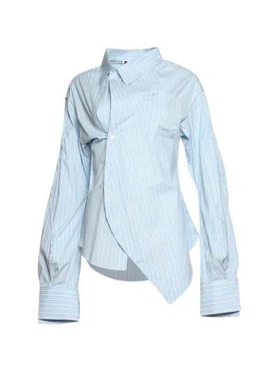 Natasha Zinko Drunk Asymmetric Striped Shirt In Blue