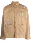 Natasha Zinko Embroidered Cargo Shirt In Brown