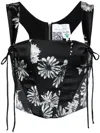 Natasha Zinko Floral-print Corset Top In Black