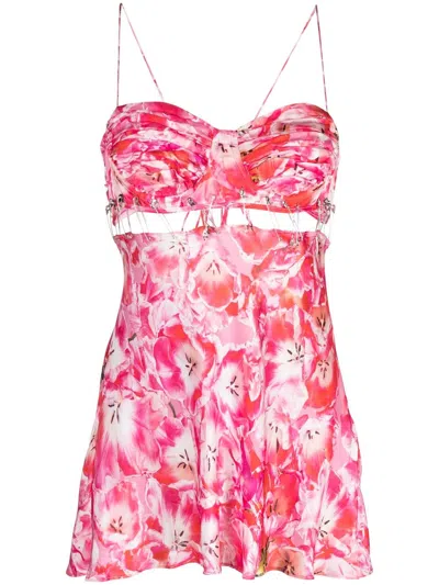 Natasha Zinko Floral-print Cut-out Top In Pink