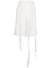Natasha Zinko Frayed-hem Knee-length Shorts In White