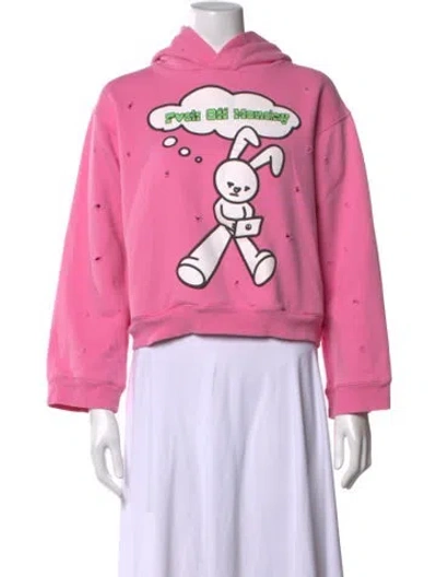 Pre-owned Natasha Zinko Graphic Print Crew Neck Hoodie In Pink