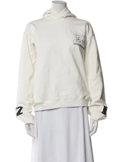 Pre-owned Natasha Zinko Graphic Print Crew Neck Hoodie In White